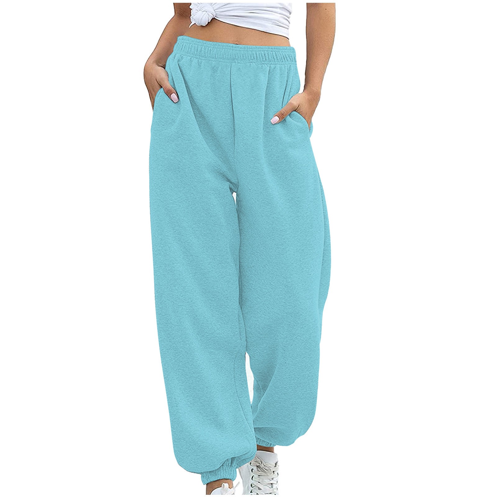 thumbnail image 5 of Pantalones de yoga de cintura alta con bolsillos para mujer - Pantalones de poliéster/spandex - Cómodos para hacer ejercicio/uso informal - Tallas S-XXL, 5 of 8